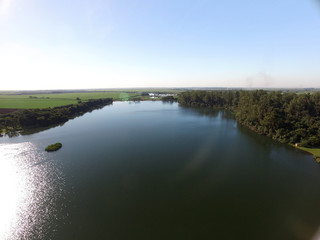Aerial view of the Ecological Park  in Sertaozinho city, Sao Paulo, Brazil