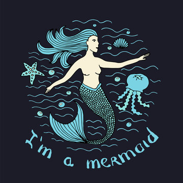 mermaid hand drawn