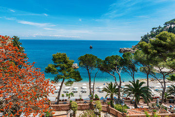 Fototapeta na wymiar Beautiful Beach at Taormina, Sicily, Italy