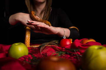 The snake participates in the magical ritual of the witch