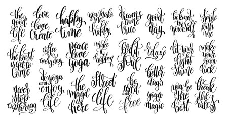 Fototapeta na wymiar set of 25 hand lettering motivational quotes