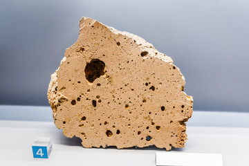 Impact melt rock formed at meteorite crater