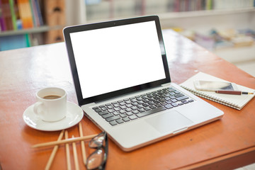 Fototapeta premium Laptop and Accessories offie on table.