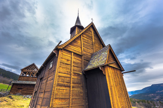 Lillehammer, Norway - May 13, 2017: Garmo Stave Church in Lillehammer, Norway