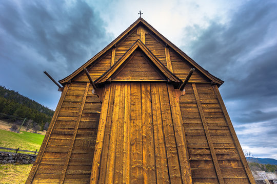 Lillehammer, Norway - May 13, 2017: Garmo Stave Church in Lillehammer, Norway