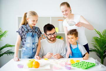 Family cooking together