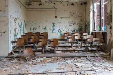 Verlassener Ort Detroit Klasse Klassenzimmer 