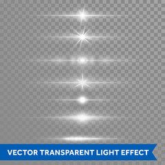 Light effect or star shine lens flare vector isolated icons transparent background