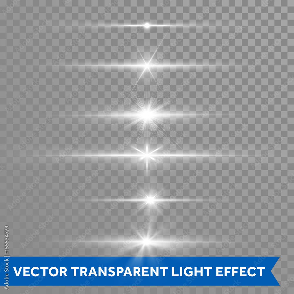 Poster light shine effect or starlight lens flare vector isolated icons transparent background