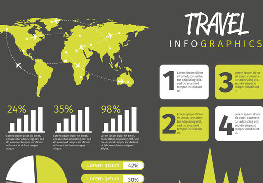 Yellow And White Travel Data Map Landmarks Infographics Template
