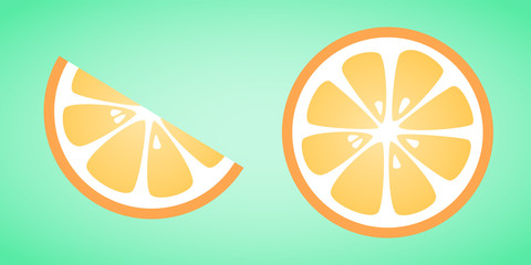 Set of sliced oranges. Vector illustration.