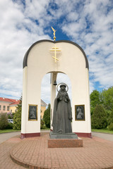 SLUTSK, BELARUS - MAY 20, 2017: Monument to St Sophia of Slutsk in the very center of Slutsk.