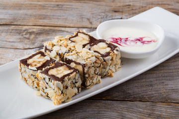 Chocolate rolls with almonds