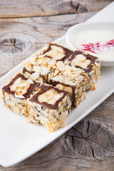 Chocolate rolls with almonds