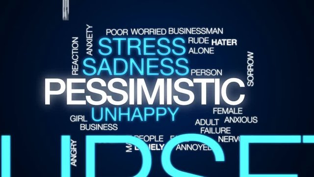 Pessimistic animated word cloud, text design animation.