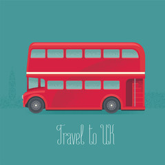 London, Britain double-decker red bus vector illustration