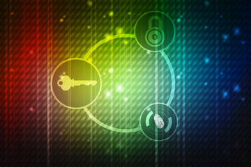 2d illustration Safety concept: Closed Padlock on digital background