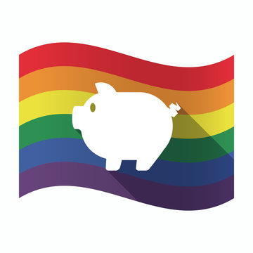 Isolated Gay Pride flag with a pig