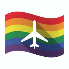 Isolated Gay Pride flag with a plane