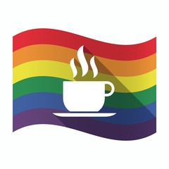 Isolated Gay Pride flag with a cup of coffee