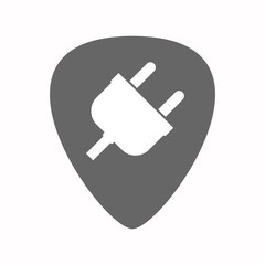 Isolated guitar plectrum with a plug