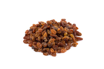 Sweet raisins on white