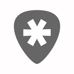 Isolated guitar plectrum with an asterisk