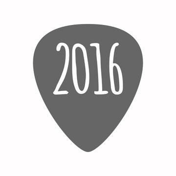 Isolated guitar plectrum with a 2016 sign
