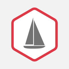 Isolated hexagon with a ship