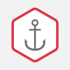Obraz premium Isolated hexagon with an anchor