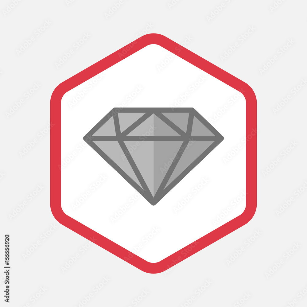 Sticker isolated hexagon with a diamond