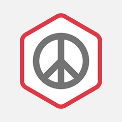 Isolated hexagon with a peace sign