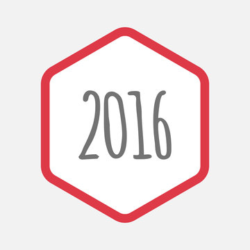 Isolated hexagon with a 2016 sign