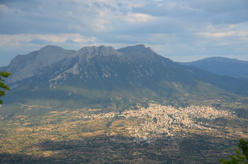 view of oliena and monte corrasi from monte ortobene, nuoro, sardinia, italy