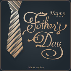 Happy Fathers Day lettering greeting. Vector background
