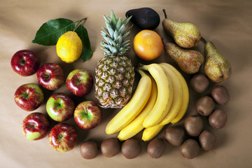 Healthy food background / studio photography of different fruits, delivery