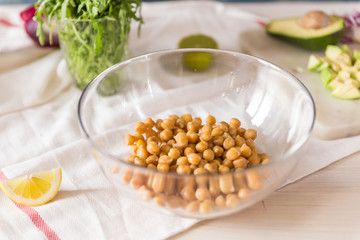 Chickpea in glass bowl