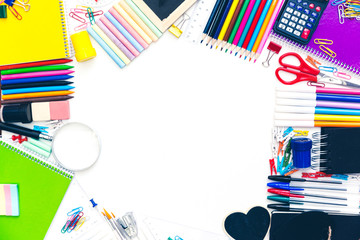 Colorful school supplies. Back to school concept