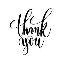 thank you black and white hand lettering inscription