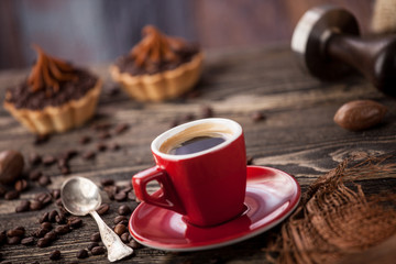 Aromatyczna kawa z ciasteczkiem  - obrazy, fototapety, plakaty
