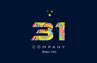 31 colorful digit number numeral logo icon