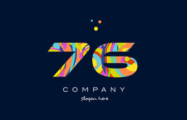 76 colorful digit number numeral logo icon