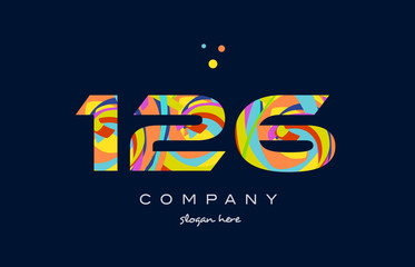 126 colorful digit number numeral logo icon
