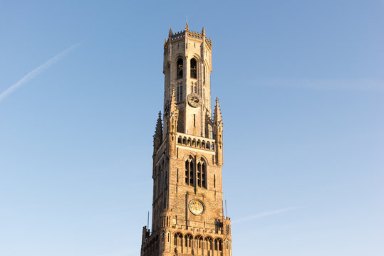 The Belfry Tower of Bruges. Belfort is a medieval bell tower in Bruges, Belgium.