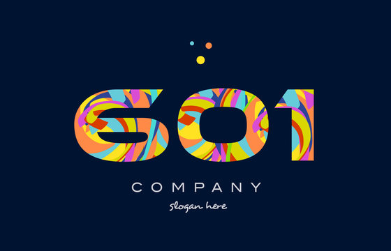 601 colorful digit number numeral logo icon