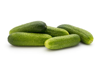 Eco cucumber on white background. Fresh vegetables.