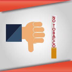 no tobacco illustration with finger down over red and gray color backdrop