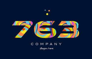 763 colorful digit number numeral logo icon