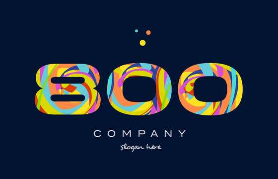800 colorful digit number numeral logo icon