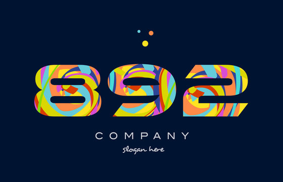 892 colorful digit number numeral logo icon